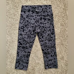 Women Grey Black Flower Lululemon Align Yoga Pants 25" High Rise Leggings